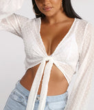Polka Dot Woven Tie Front Top
