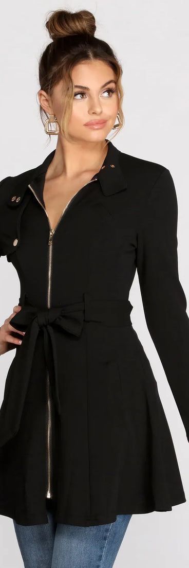 Here To Stay Tie Waist Dress Jacket