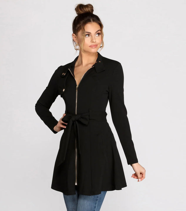 Here To Stay Tie Waist Dress Jacket
