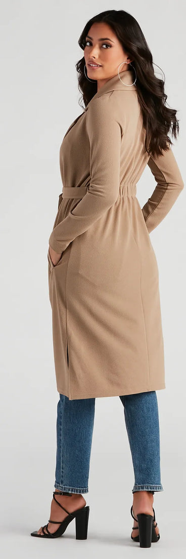 Making Moves Tie Waist Trench