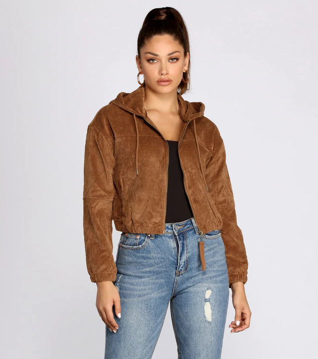 Downtown Doll Cropped Corduroy Bomber Jacket | Windsor