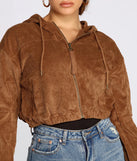 Downtown Doll Cropped Corduroy Bomber Jacket