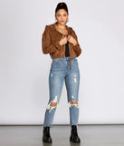 Downtown Doll Cropped Corduroy Bomber Jacket
