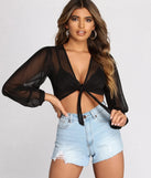 Let's Be Sheer Tie Front Top