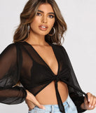 Let's Be Sheer Tie Front Top