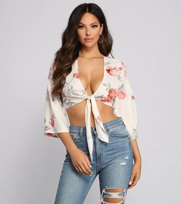 Boho Beauty Floral Tie Front Top