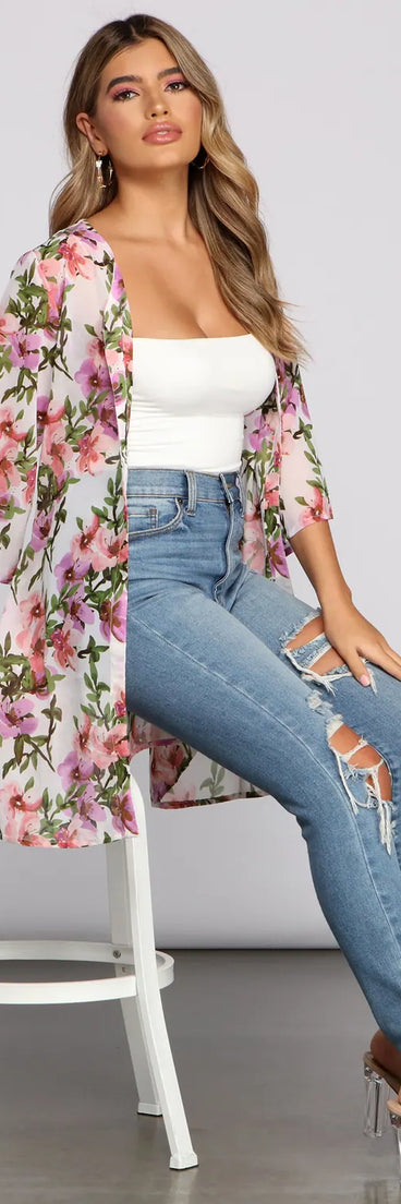 Tropical Dreams Tie Waist Kimono