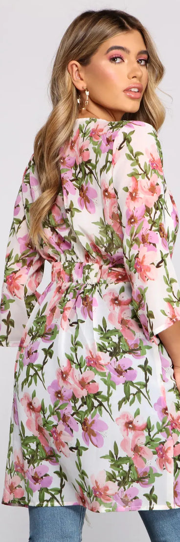 Tropical Dreams Tie Waist Kimono