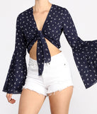 Sweet Floral Bell Sleeve Top