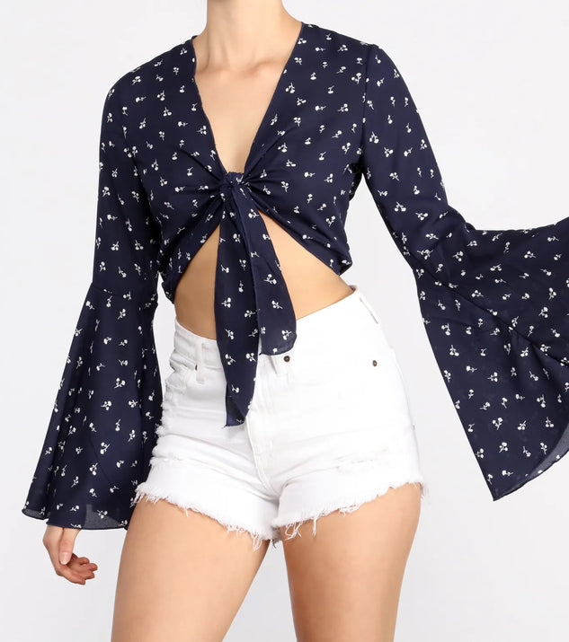 Sweet Floral Bell Sleeve Top