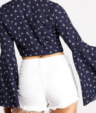 Sweet Floral Bell Sleeve Top