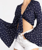 Sweet Floral Bell Sleeve Top