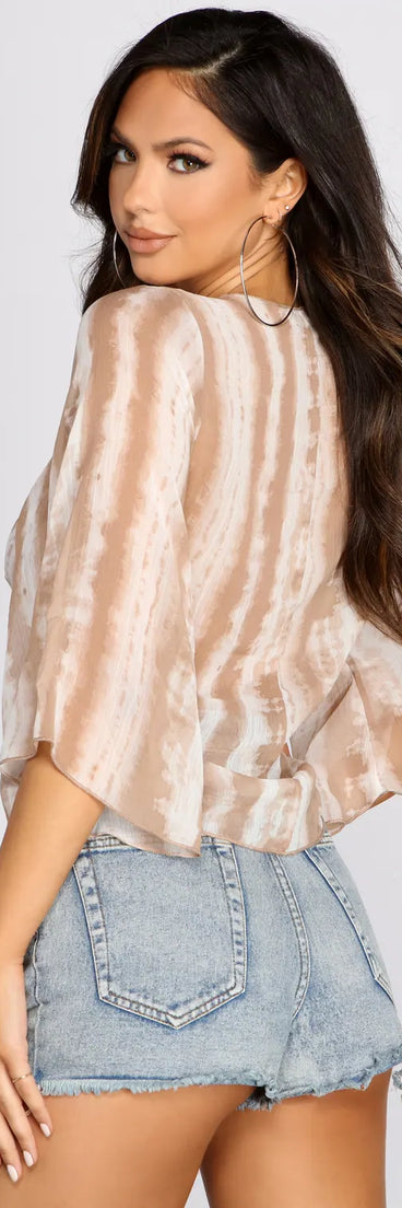 Tie Dye Kimono Sleeve Top