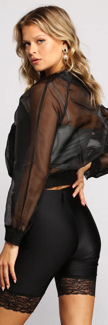 City Chic Organza Bomber Jacket