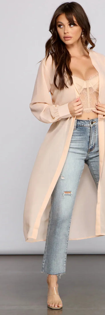 Sheer Appeal Chiffon Belted Trench