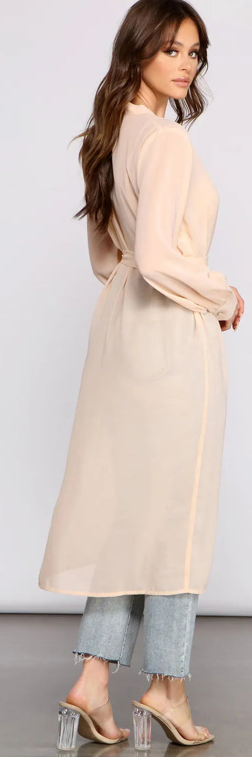Sheer Appeal Chiffon Belted Trench