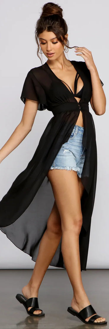Sheer Appeal Chiffon High Low Duster