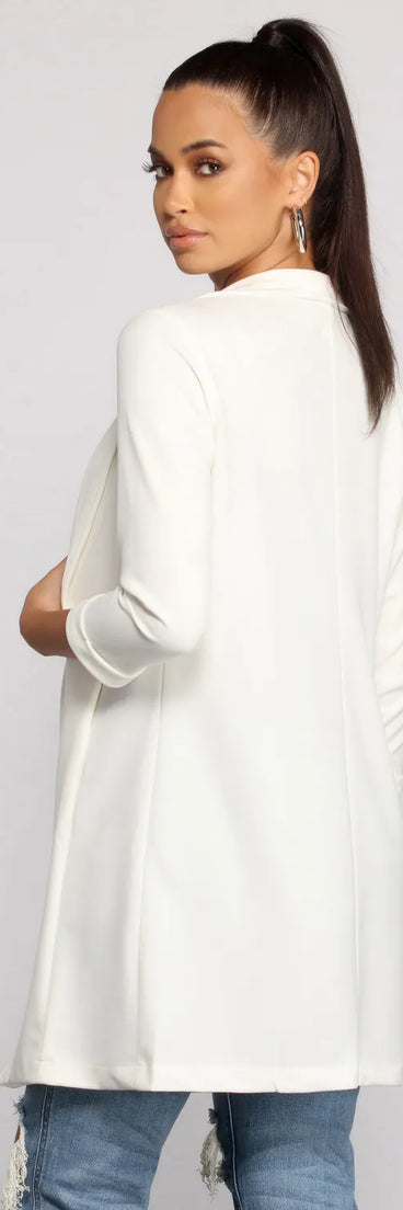 Level Up Long Line Crepe Blazer