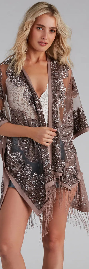 Bohemian Burnout Fringe Kimono