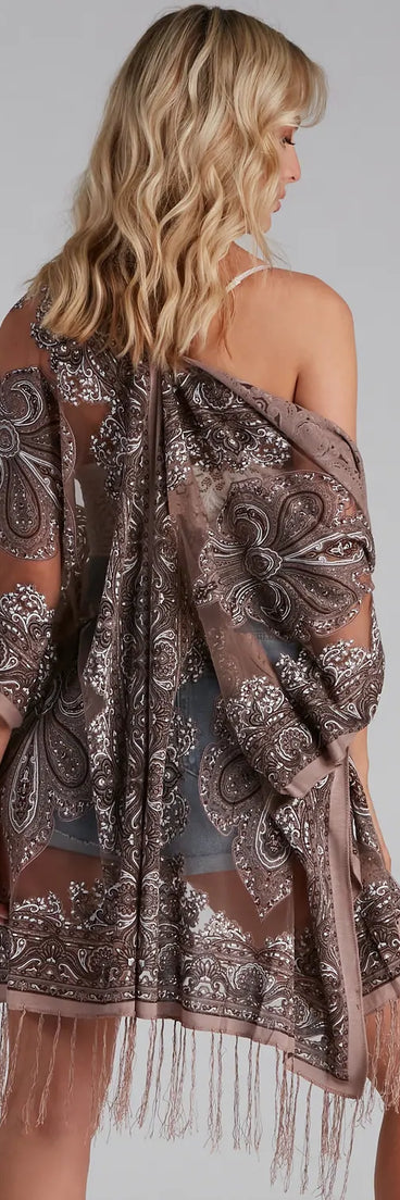 Bohemian Burnout Fringe Kimono