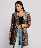 Velvet Leopard Print Long Line Blazer
