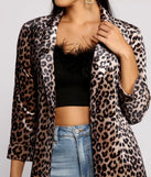 Velvet Leopard Print Long Line Blazer