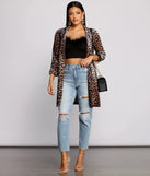 Velvet Leopard Print Long Line Blazer