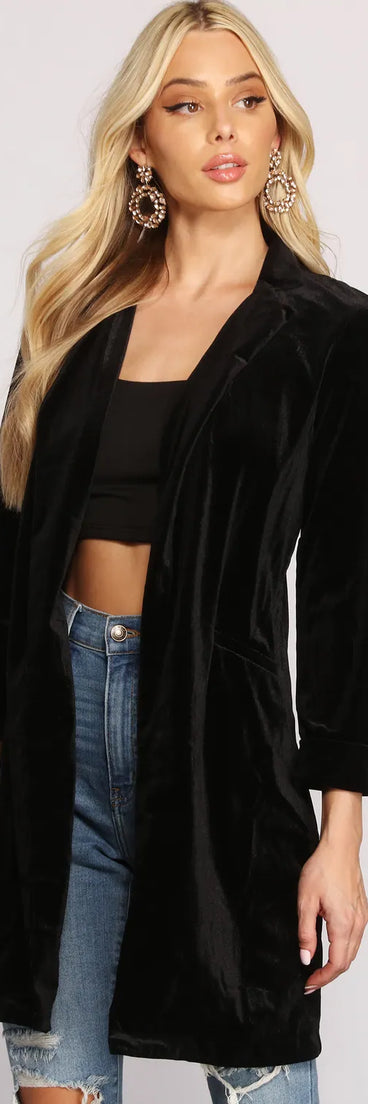 Luxe Velvet Long Line Blazer