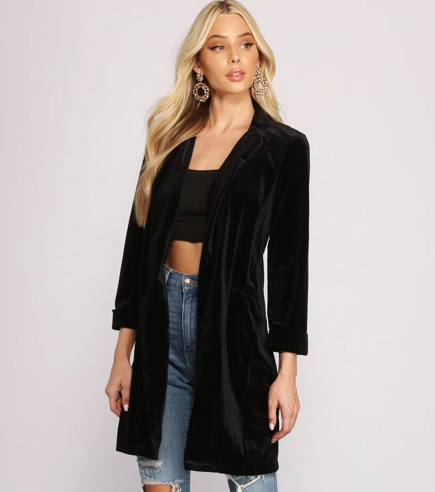 Luxe Velvet Long Line Blazer