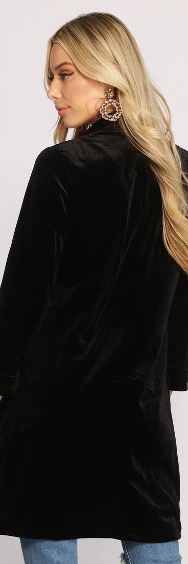 Luxe Velvet Long Line Blazer