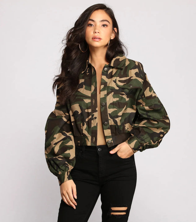 Camo Cutie Button-Front Jacket