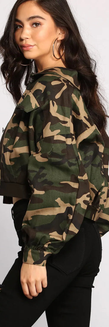 Camo Cutie Button-Front Jacket