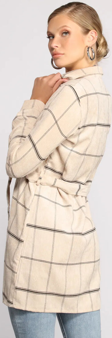 Poised in Plaid Belted Shacket