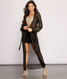 Foiled and Fab Tie Waist Chiffon Duster
