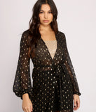 Foiled and Fab Tie Waist Chiffon Duster