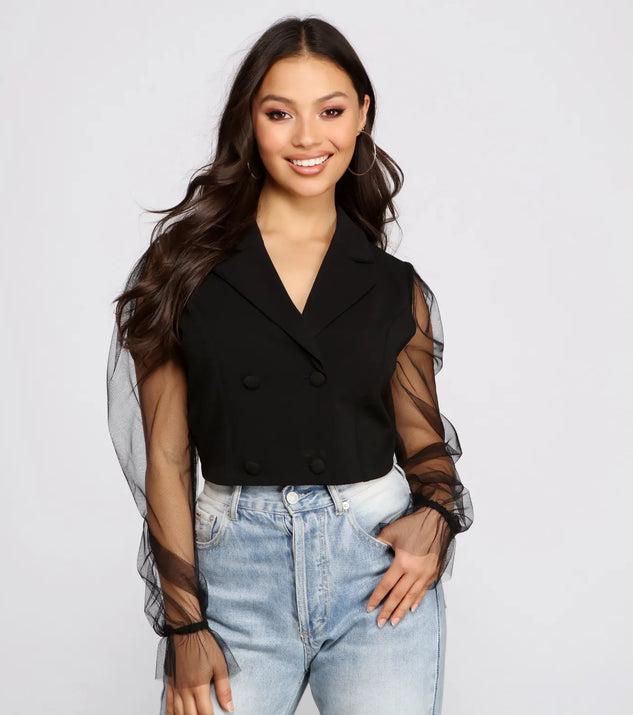 Miss Trendsetter Cropped Crepe Blazer
