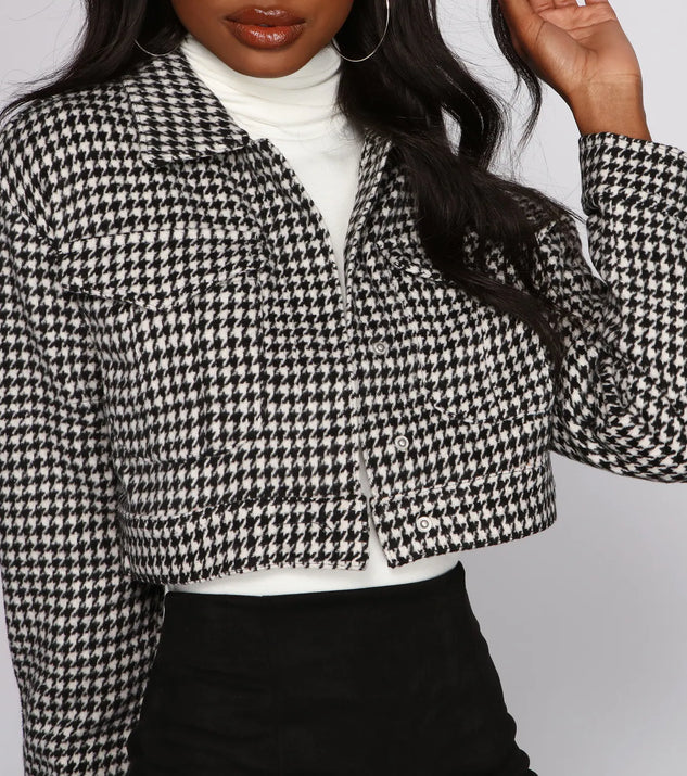 Trend Alert Houndstooth Cropped Jacket | Windsor