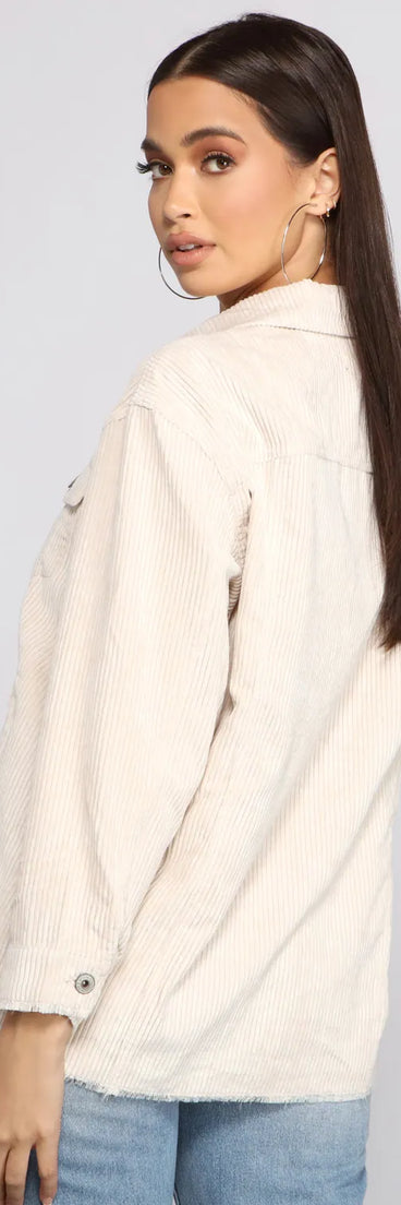 Trendy Corduroy Button-Up Shacket