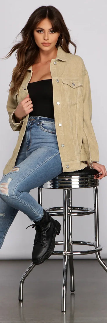 Lookin' Chic Corduroy Belted Jacket