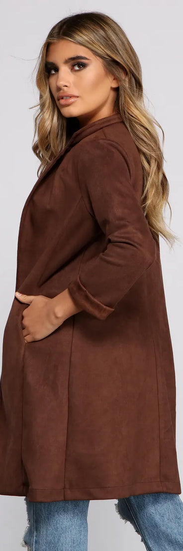 A Chic Look Faux Suede Blazer