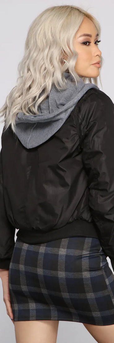 Zip It Up Hooded Bomber Jacket