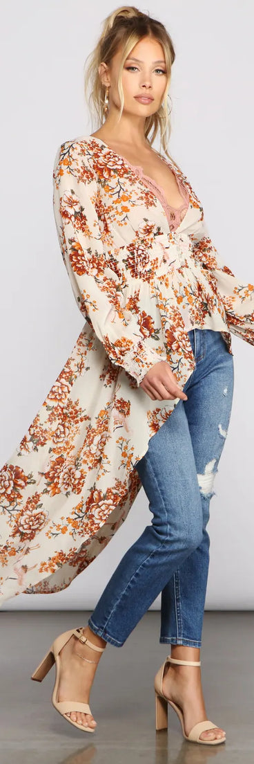 Beautiful Breezy Floral Chiffon Duster