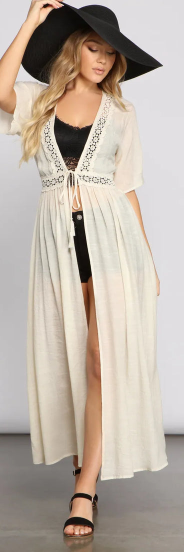 Boho Beauty Gauze Knit Kimono Duster