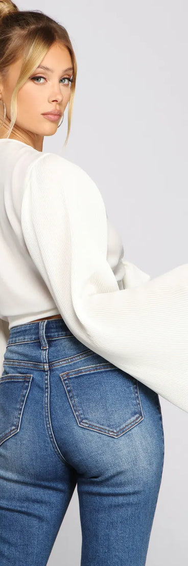 Bell Sleeve Beauty Chiffon Tie-Front Top