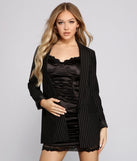 Poised and Polished Pinstripe Longline Blazer