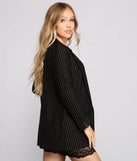 Poised and Polished Pinstripe Longline Blazer