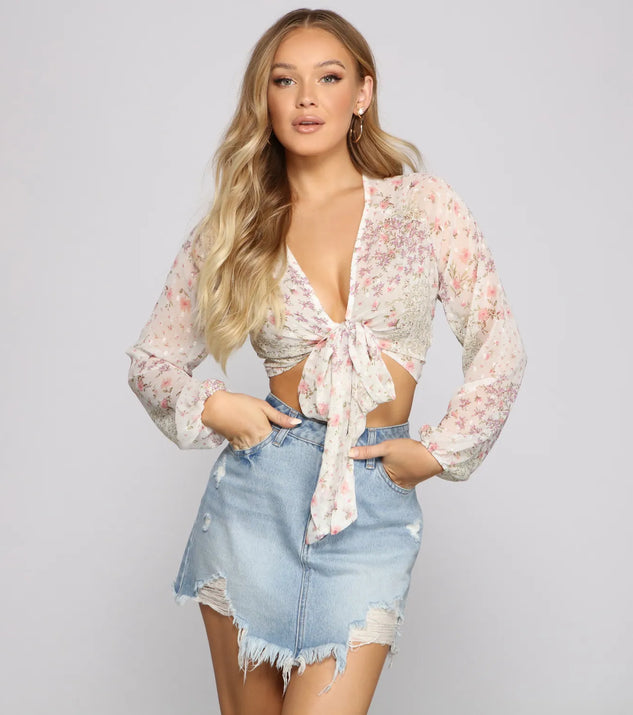 Brunch Ready Floral Tie-Front Top