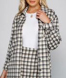 Preppy And Cute Long Plaid Shacket