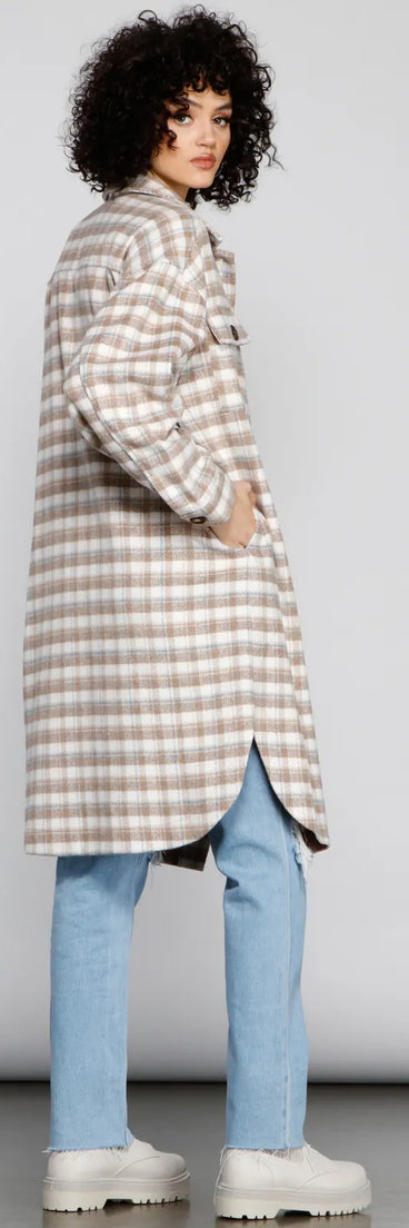 Chic Layers Long Line Plaid Shacket