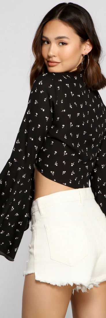 Ring Around The Florals Tie Front Top